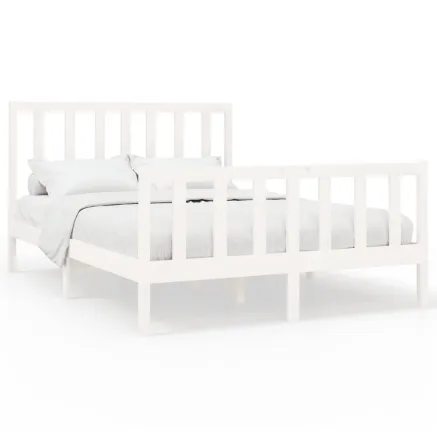 Cadre de lit sans matelas blanc 160x200 cm bois de pin massif 2