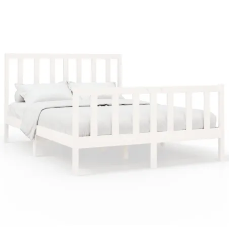 Cadre de lit sans matelas blanc 160x200 cm bois de pin massif