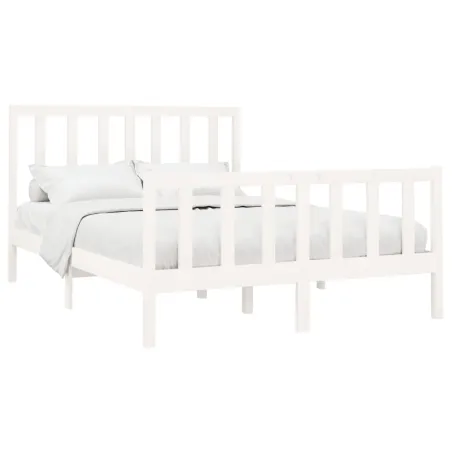 Cadre de lit sans matelas blanc 160x200 cm bois de pin massif
