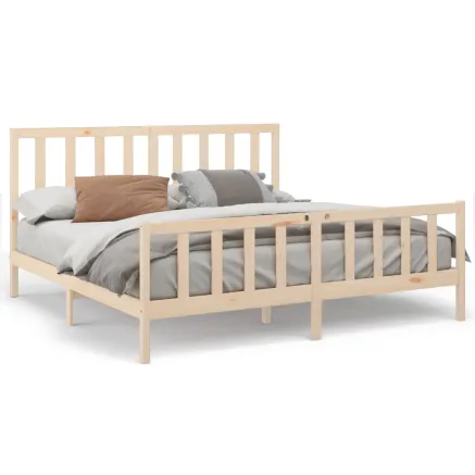 Cadre de lit sans matelas 200x200 cm bois massif de pin 2