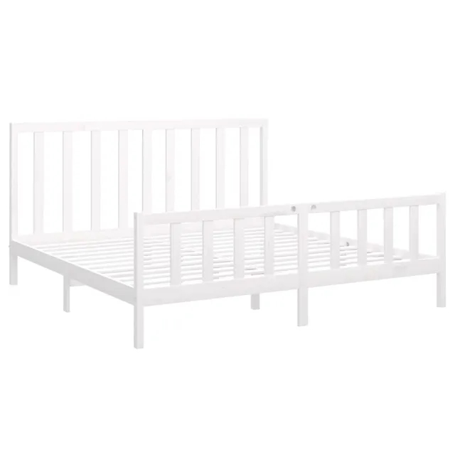 Cadre de lit sans matelas blanc 200x200 cm bois massif de pin