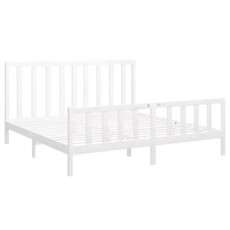 Cadre de lit sans matelas blanc 200x200 cm bois massif de pin
