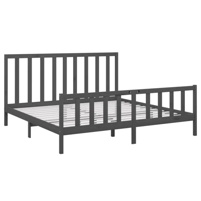 Cadre de lit sans matelas gris 200x200 cm bois massif de pin