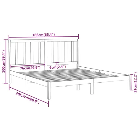 Cadre de lit sans matelas 160x200 cm bois massif