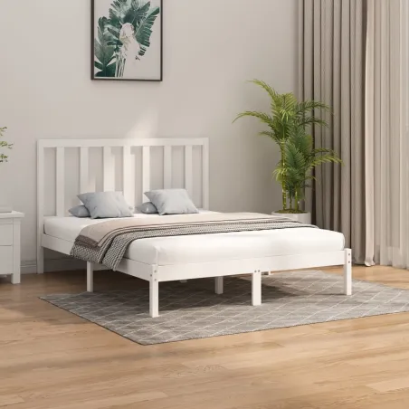 Cadre de lit sans matelas blanc 160x200 cm bois massif