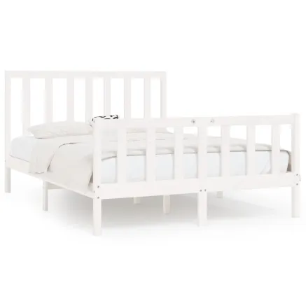 Cadre de lit sans matelas blanc 140x200 cm bois massif 2