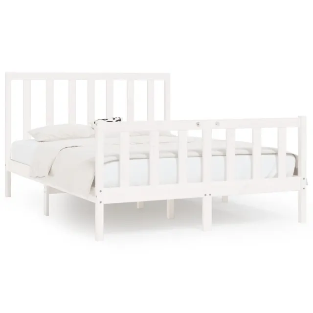 Cadre de lit sans matelas blanc 140x200 cm bois massif