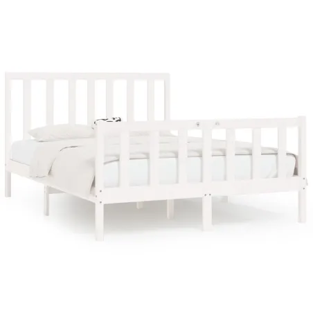 Cadre de lit sans matelas blanc 160x200 cm bois massif