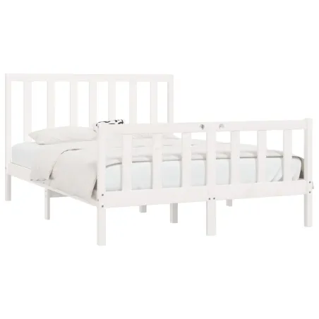 Cadre de lit sans matelas blanc 160x200 cm bois massif