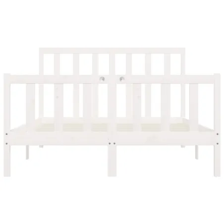 Cadre de lit sans matelas blanc 160x200 cm bois massif