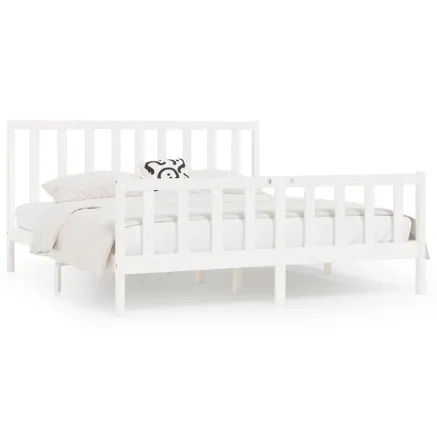 Cadre de lit sans matelas blanc 200x200 cm bois massif 2