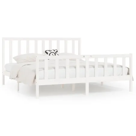 Cadre de lit sans matelas blanc 200x200 cm bois massif