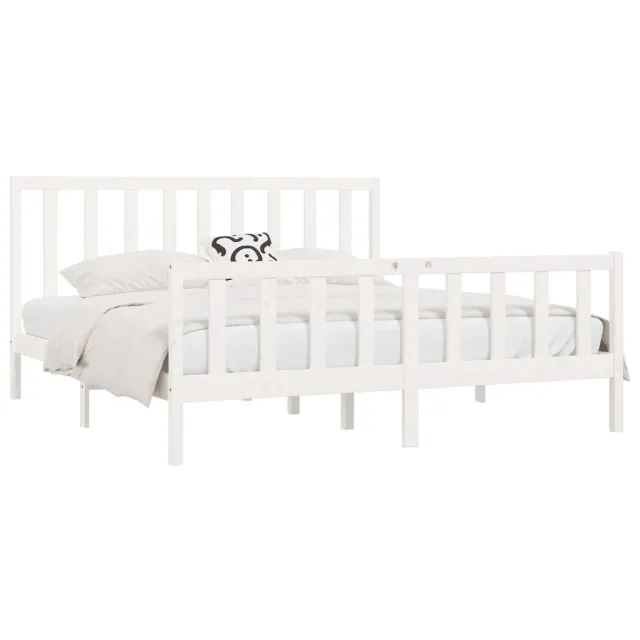 Cadre de lit sans matelas blanc 200x200 cm bois massif