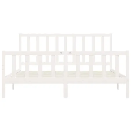 Cadre de lit sans matelas blanc 200x200 cm bois massif