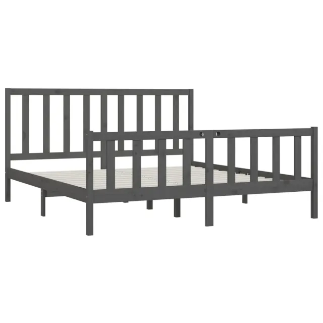 Cadre de lit sans matelas gris 200x200 cm bois massif
