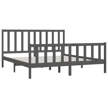 Cadre de lit sans matelas gris 200x200 cm bois massif