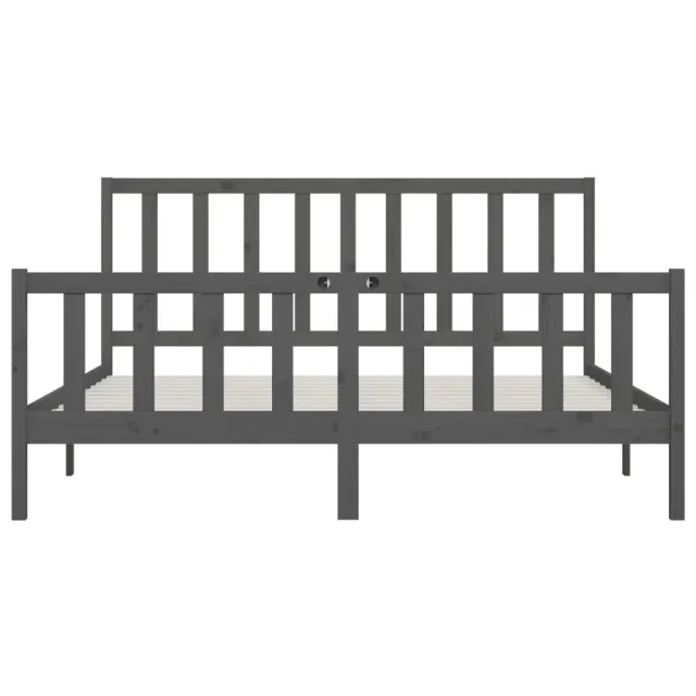 Cadre de lit sans matelas gris 200x200 cm bois massif