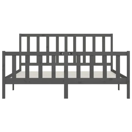 Cadre de lit sans matelas gris 200x200 cm bois massif