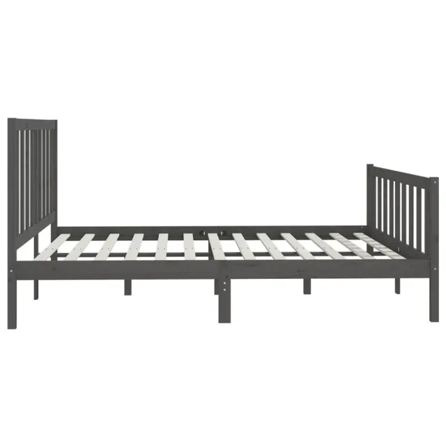 Cadre de lit sans matelas gris 200x200 cm bois massif