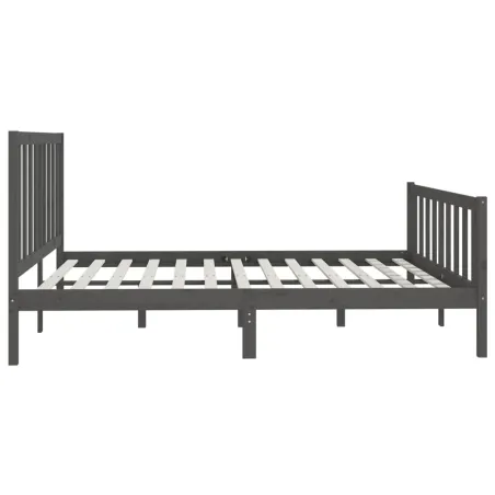 Cadre de lit sans matelas gris 200x200 cm bois massif