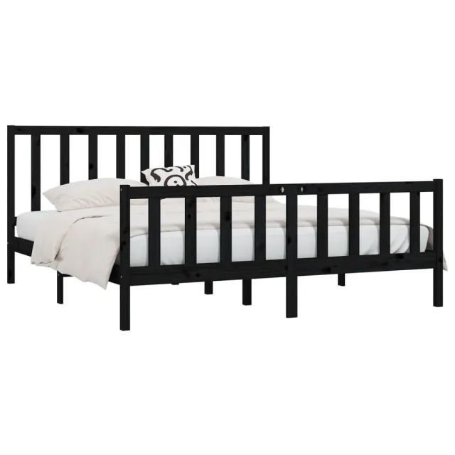 Cadre de lit sans matelas noir 200x200 cm bois massif