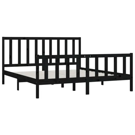 Cadre de lit sans matelas noir 200x200 cm bois massif