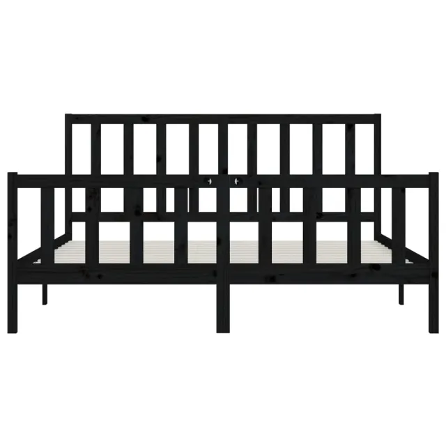 Cadre de lit sans matelas noir 200x200 cm bois massif