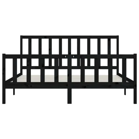 Cadre de lit sans matelas noir 200x200 cm bois massif
