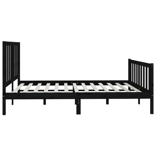 Cadre de lit sans matelas noir 200x200 cm bois massif