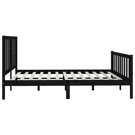 Cadre de lit sans matelas noir 200x200 cm bois massif