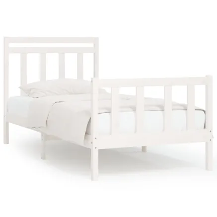 Cadre de lit sans matelas blanc bois de pin massif 100x200 cm 2