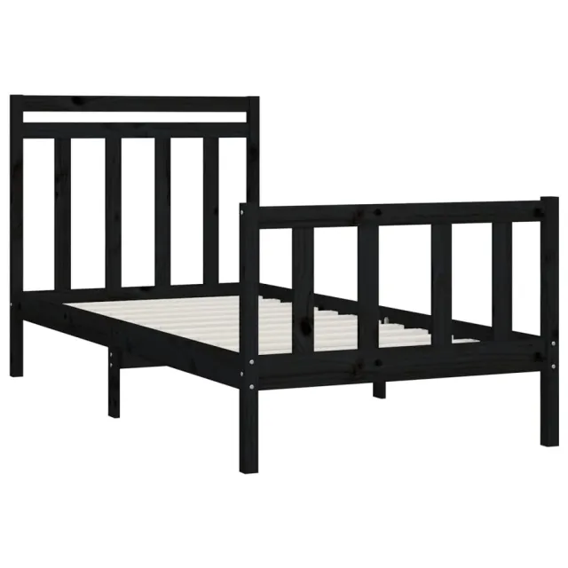 Cadre de lit sans matelas noir bois massif de pin 100x200 cm