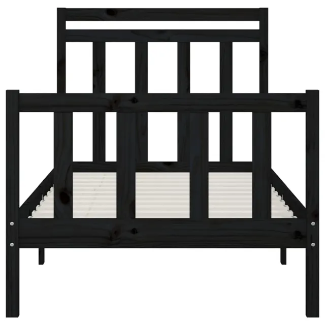 Cadre de lit sans matelas noir bois massif de pin 100x200 cm