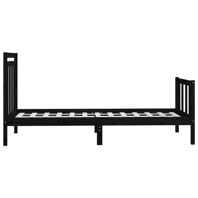 Cadre de lit sans matelas noir bois massif de pin 100x200 cm