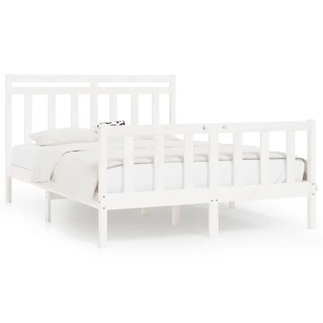 Cadre de lit sans matelas blanc bois de pin massif 160x200 cm