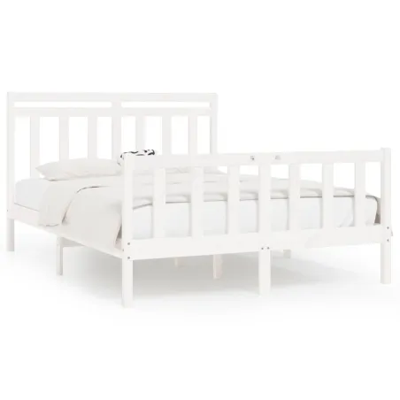 Cadre de lit sans matelas blanc bois de pin massif 160x200 cm