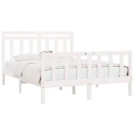Cadre de lit sans matelas blanc bois de pin massif 160x200 cm