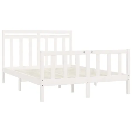 Cadre de lit sans matelas blanc bois de pin massif 160x200 cm