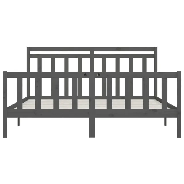 Cadre de lit sans matelas bois massif de pin gris 200x200 cm