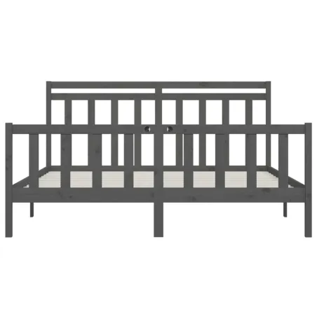 Cadre de lit sans matelas bois massif de pin gris 200x200 cm