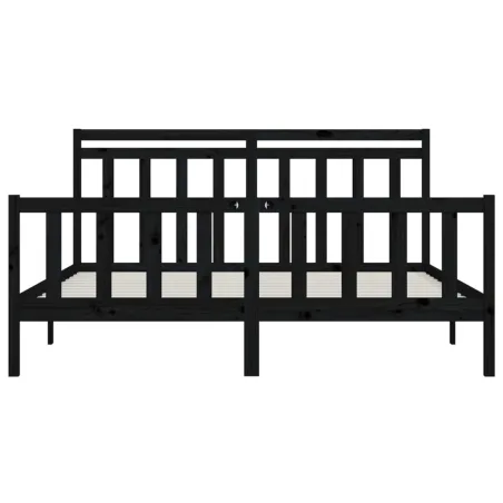 Cadre de lit sans matelas noir bois massif de pin 200x200 cm