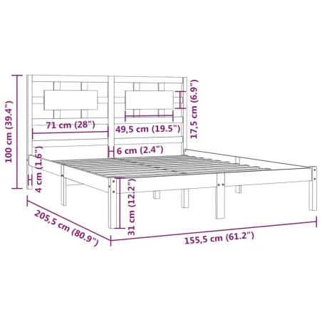 Cadre de lit sans matelas 150x200 cm bois de pin massif