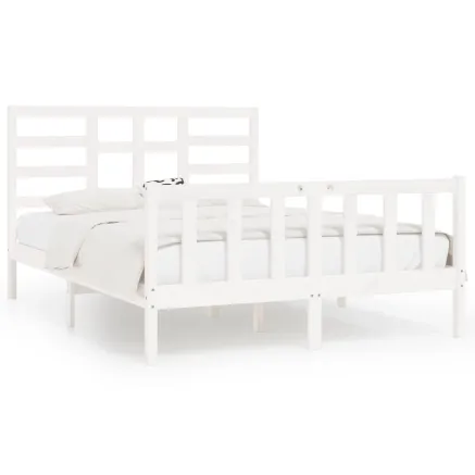 Cadre de lit sans matelas blanc 120x200 cm bois de pin massif 2