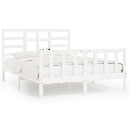 Cadre de lit sans matelas blanc 140x200 cm bois de pin massif