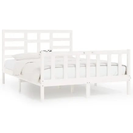 Cadre de lit sans matelas blanc 160x200 cm bois de pin massif 2