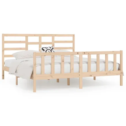 Cadre de lit sans matelas 200x200 cm bois massif de pin 2
