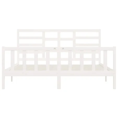 Cadre de lit sans matelas blanc 200x200 cm bois massif de pin