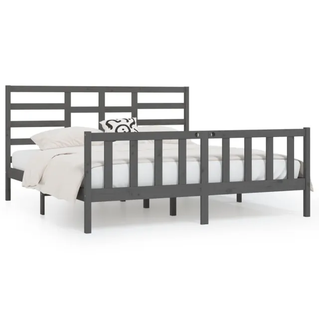 Cadre de lit sans matelas gris 200x200 cm bois massif de pin