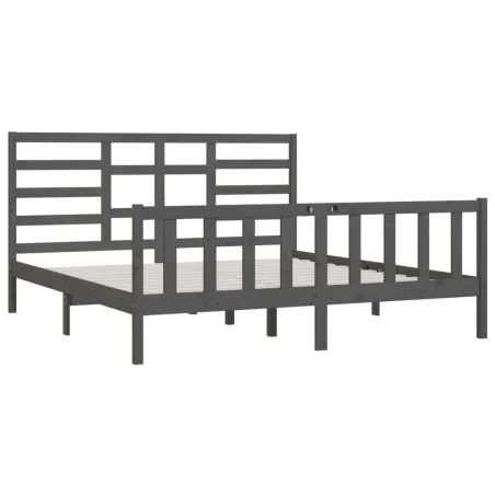 Cadre de lit sans matelas gris 200x200 cm bois massif de pin