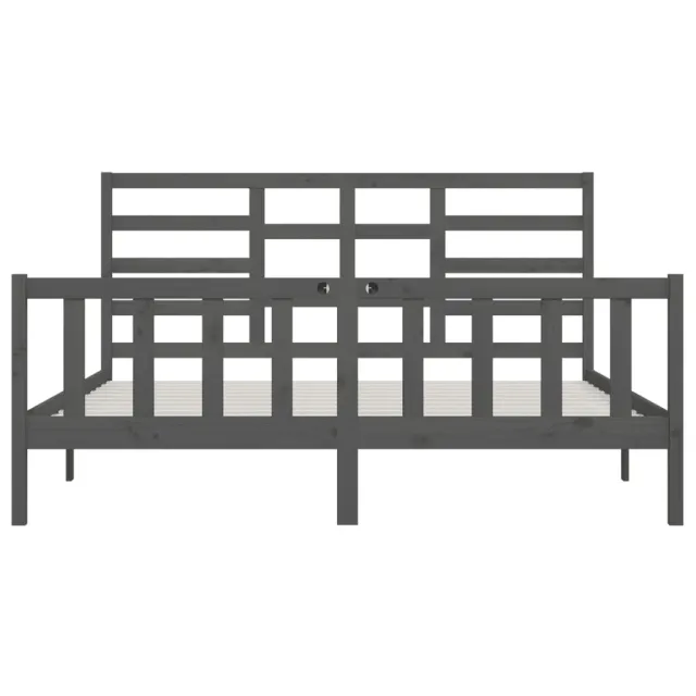 Cadre de lit sans matelas gris 200x200 cm bois massif de pin